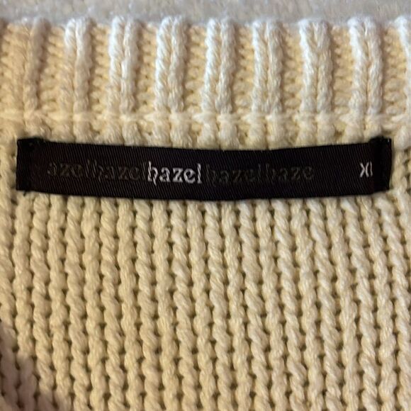 Anthropologie HAZEL Cream Cable Knit Crew Neck Sweater. Sz XL - Picture 10 of 12